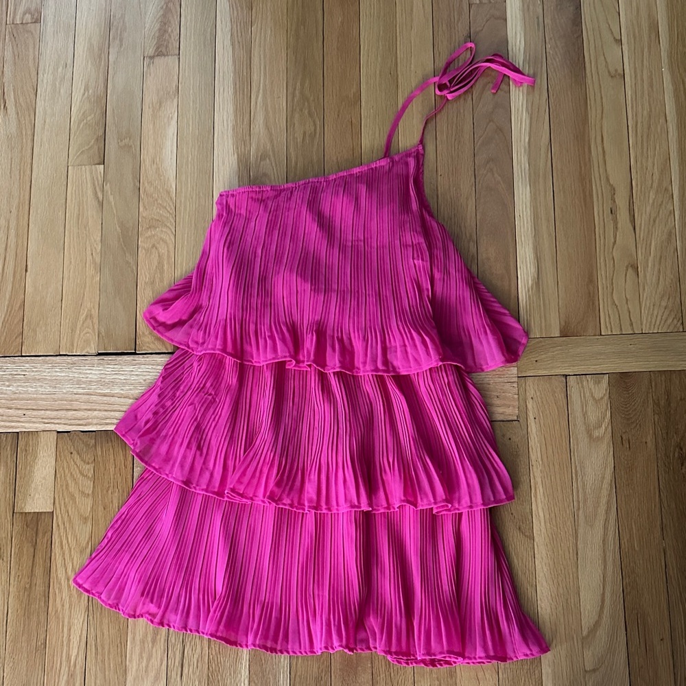 ZESICA Pink Tiered One-Shoulder Dress - Picture 2 of 4